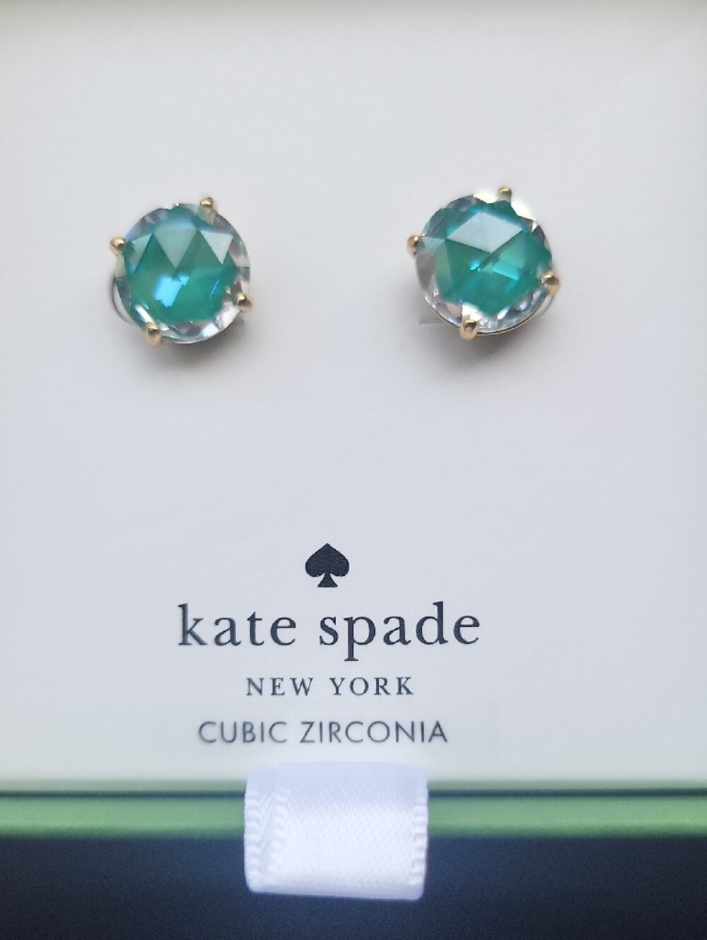 kate spade aqua-green crystal stud earrings - Picture 6 of 6